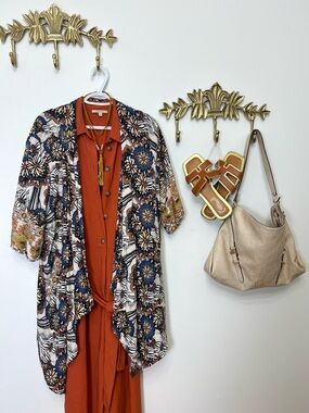 Boho Floral Kimono Duster Xxl ptp 25” l 34”
